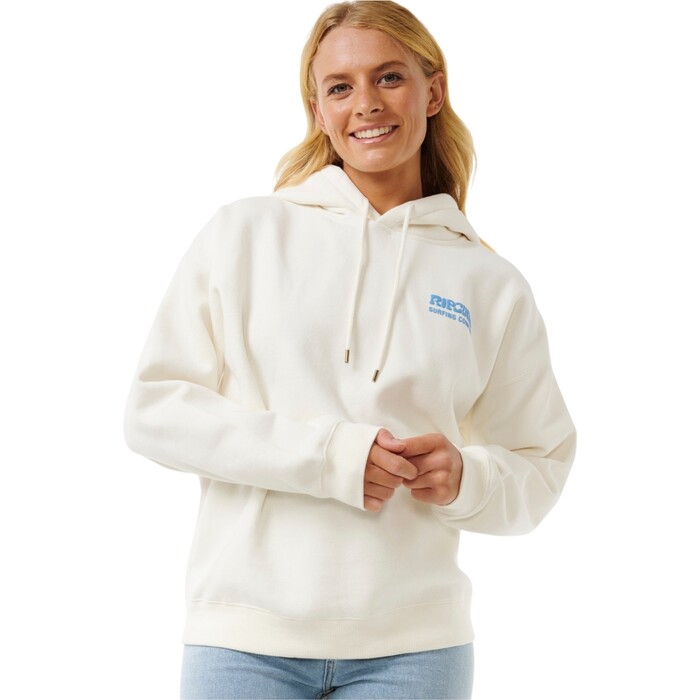 2024 Rip Curl Mujer Sudadera Con Capucha Surf Puff Heritage 06AWFL - Bone / Azul Brillante